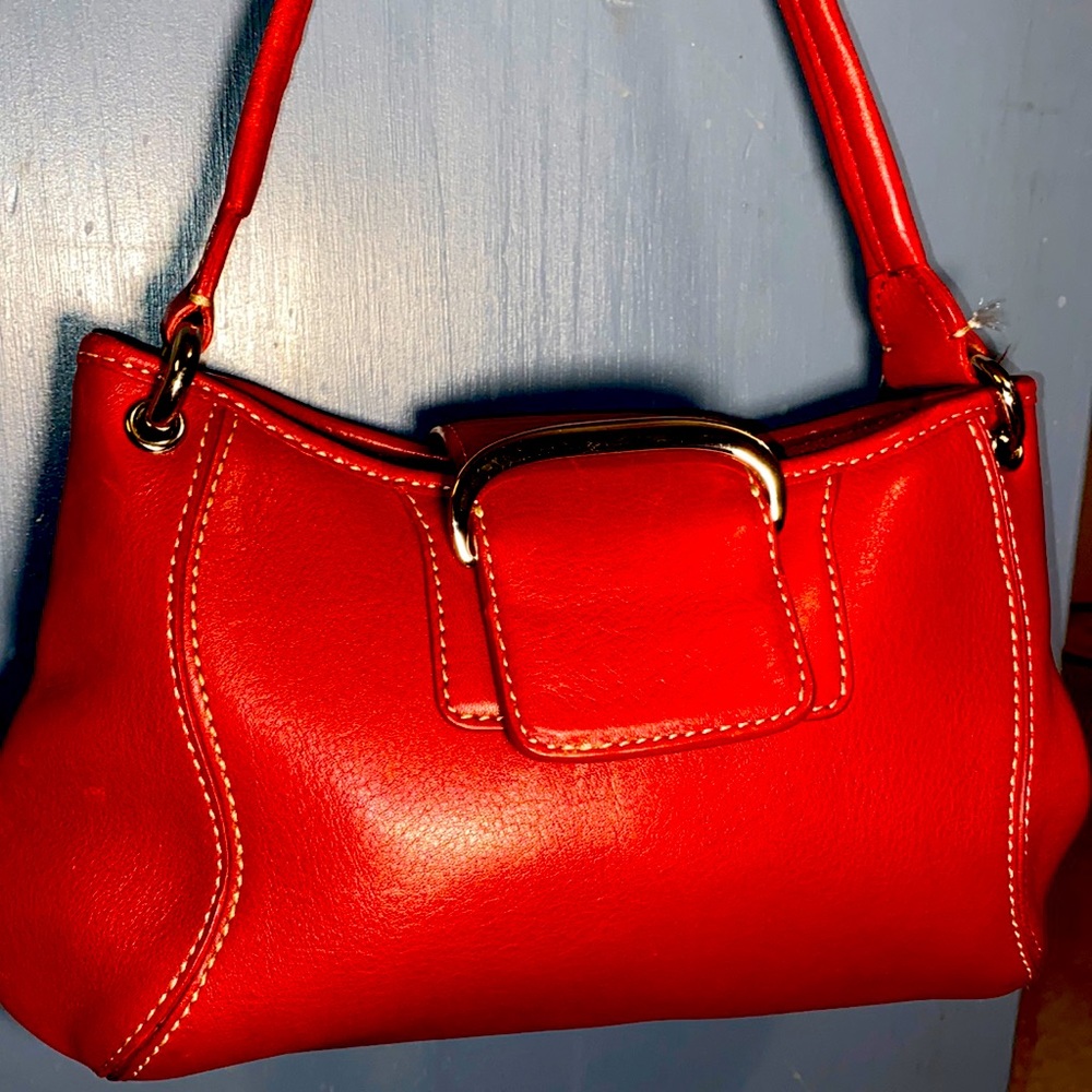 NWOT Cole Haan Red Leather Handbag with Mag Flap